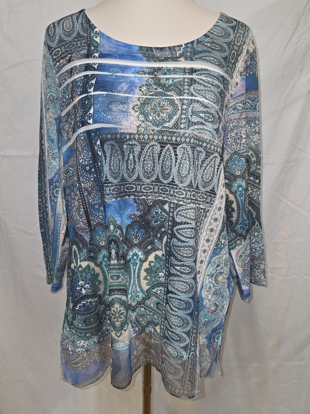 Chico's Teal and Navy Paisley Tunic